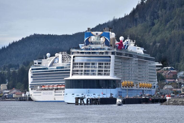 Two cruise ships docked in Ketchikan, Alaska