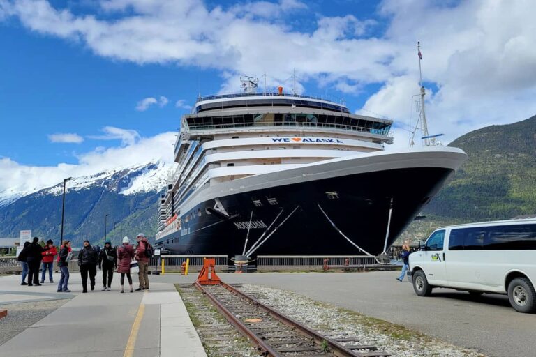 HAL Noordam at the Broadway dock in the Skagway cruise port