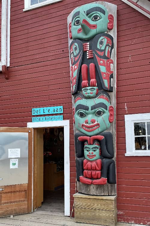 Totem carving outside the Icy Strait Point Cannery Museum