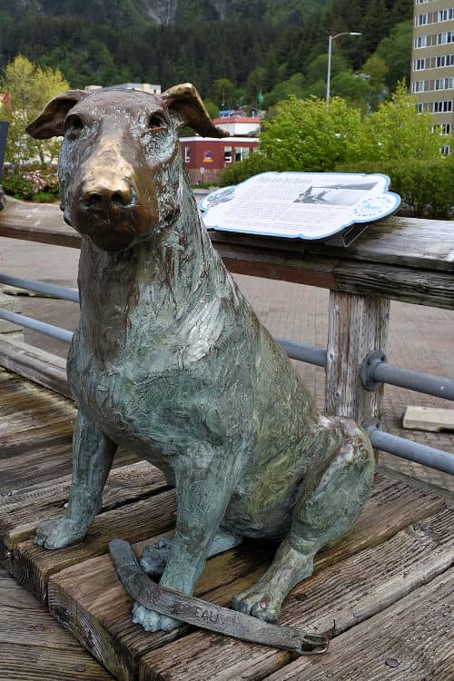 Patsy-Ann the bronze dog on Juneau's waterfront