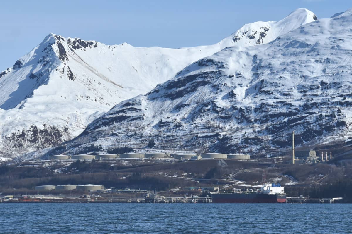 Oil holding tanks in Valdez