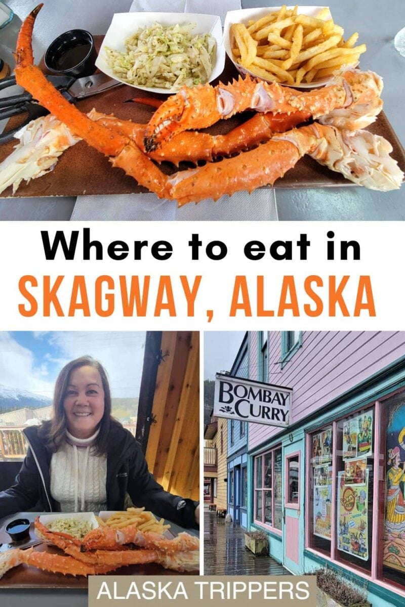 Enjoying king crab legs in Skagway, Alaska and the Bombay Curry restaurant 
