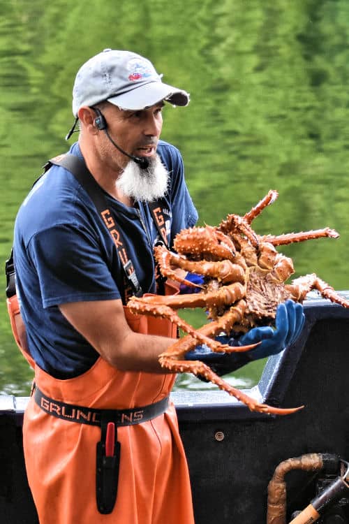 A crab demonstration on the Bering Sea Tour