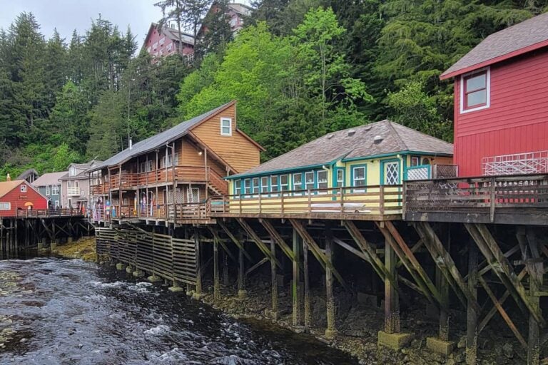 Creek Street, Ketchikan in the rain