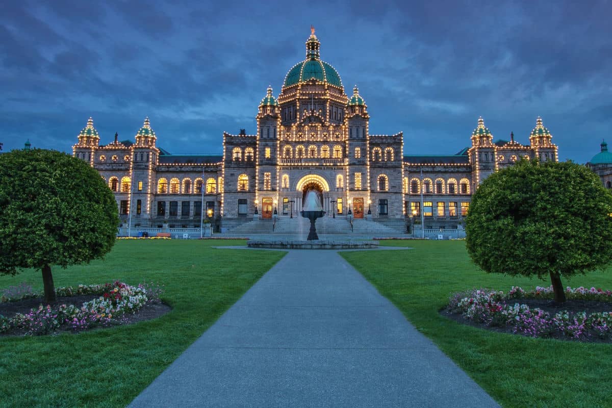 Parliament Building in Victoria, BC at night