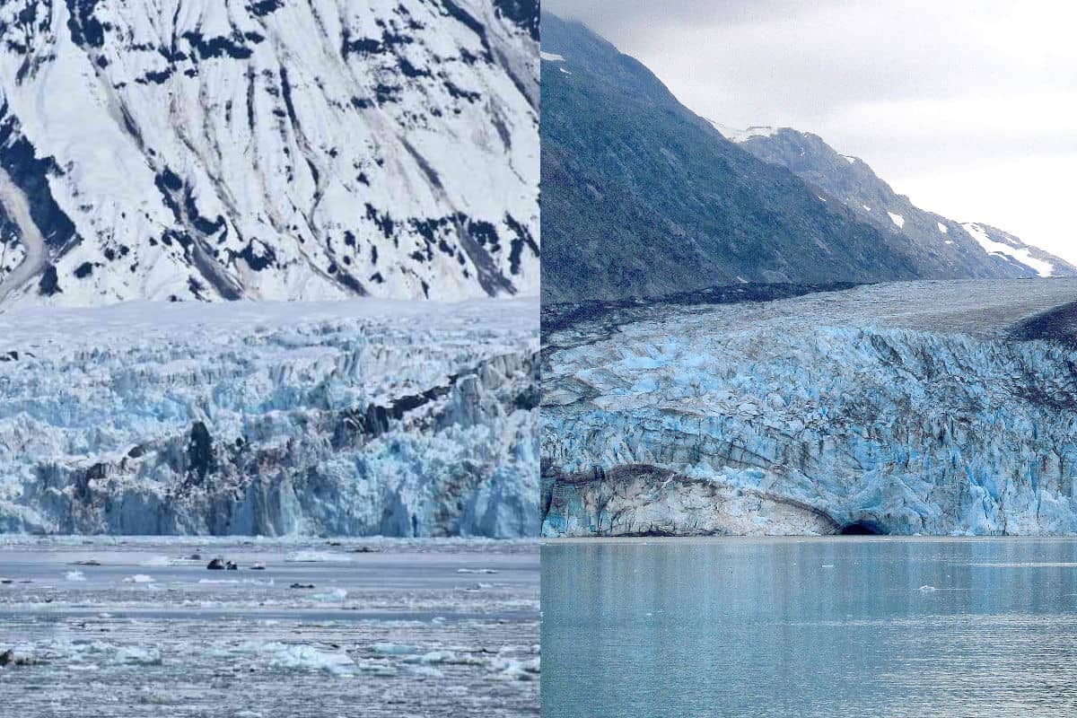 A glacier in Alaska in May vs. September