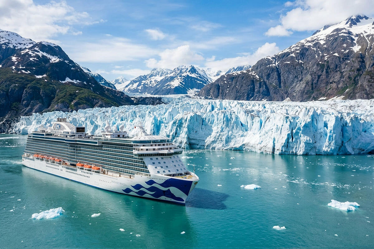 Discovery Princess next to Margerie Glacier in Alaska