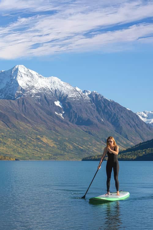 Paddleboarding on Eklutna Lake