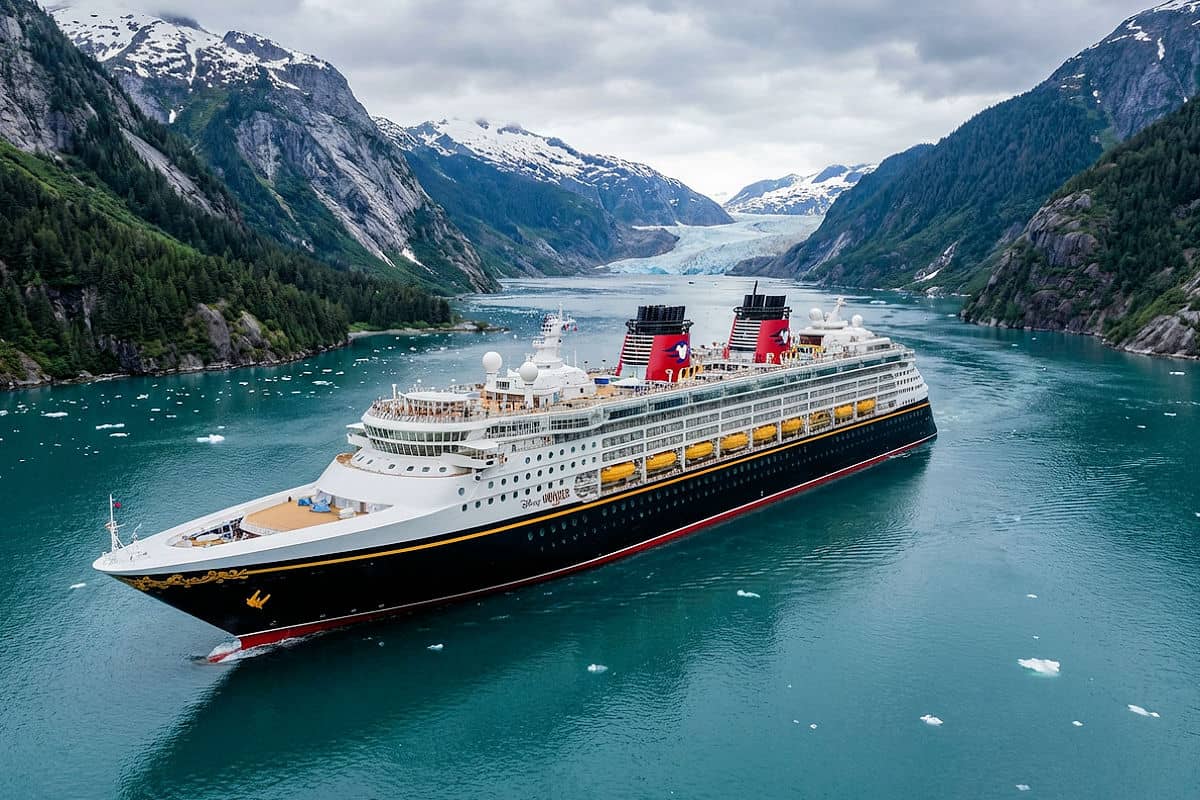 Disney Wonder at Endicott Arm in Alaska