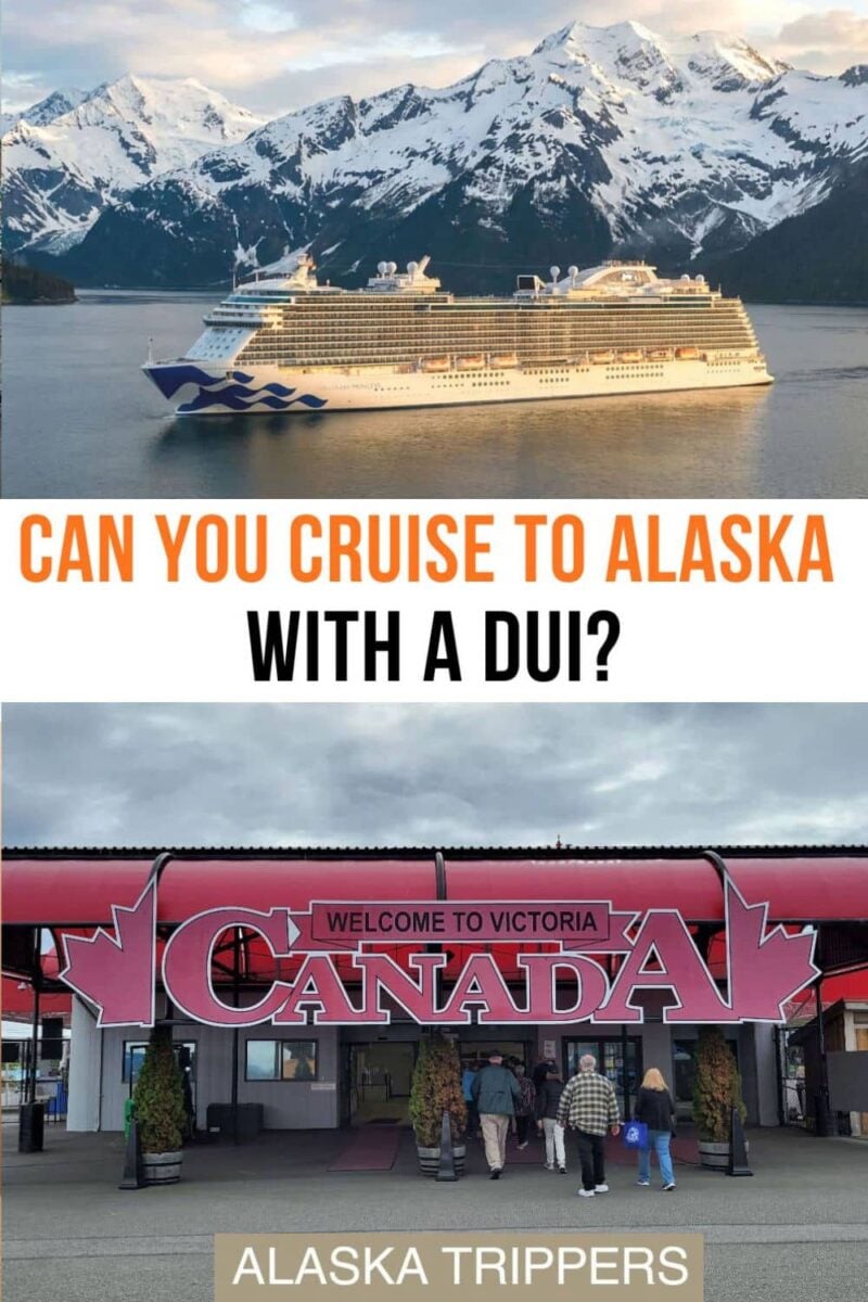A cruise ship in Alaska and the welcome to Victoria, Canada sign