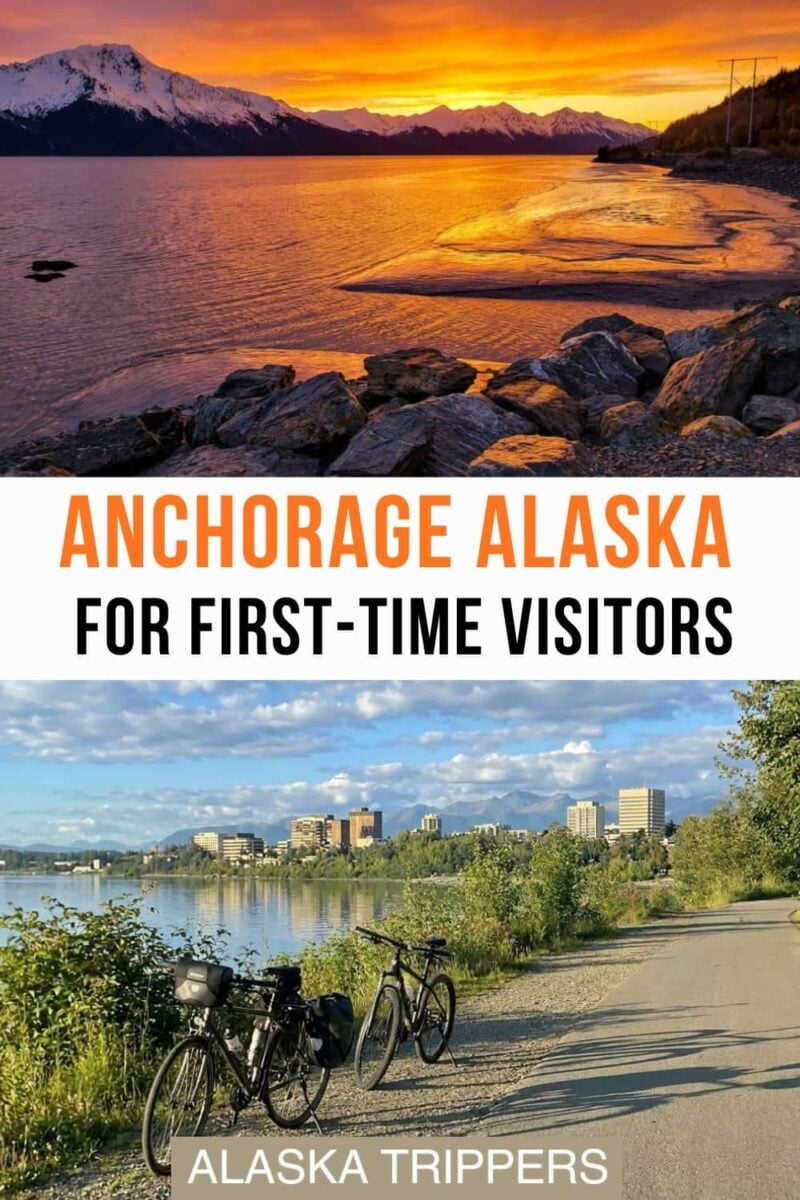 Sunset on Turnagain Arm in Anchorage, and bikes on the Tony Knowles trail