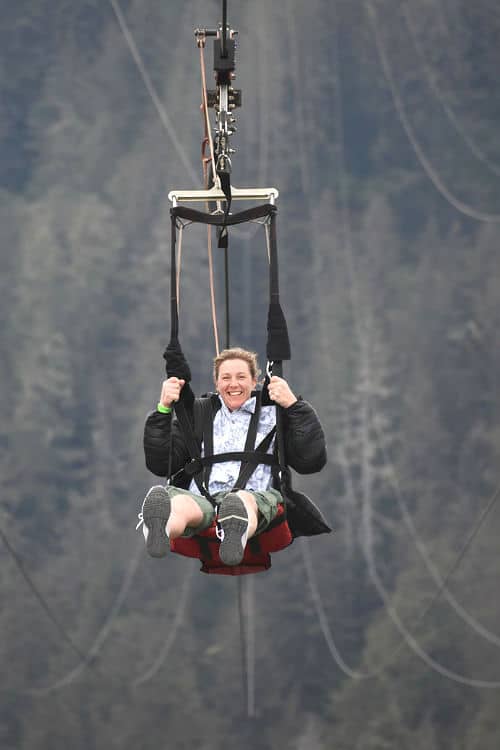 A woman on the ZipRider