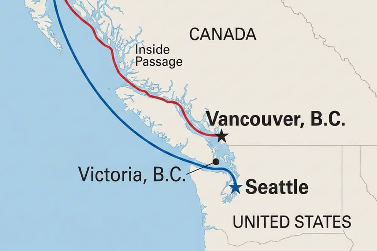 Alaska cruising route from Vancouver vs Seattle