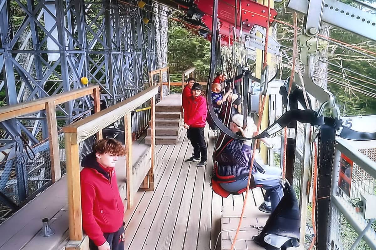 Riders at the Icy Strait Point ZipRider