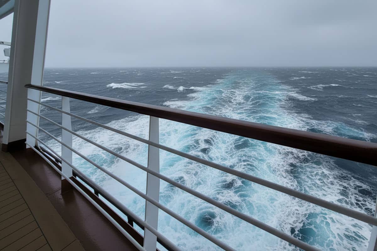 Rough water at the ship's aft in Alaska